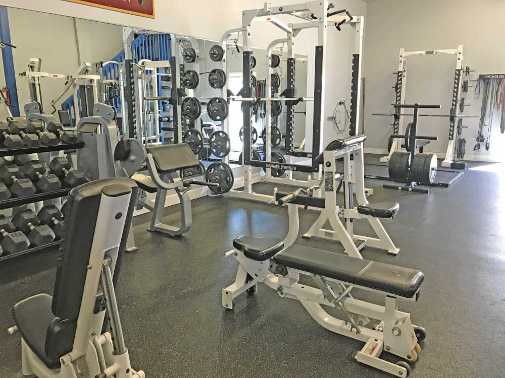 Cable Machines, Dead Lift Platform, Dumbbells up to 130, Squat Racks, etc.